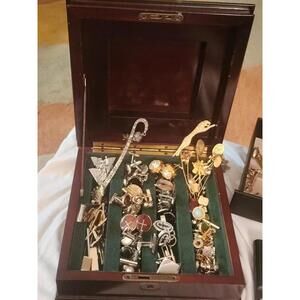 Vintage Mens Lot Over 60 Pcs Of Cufflinks Pins Stick Pins Tie Clips +